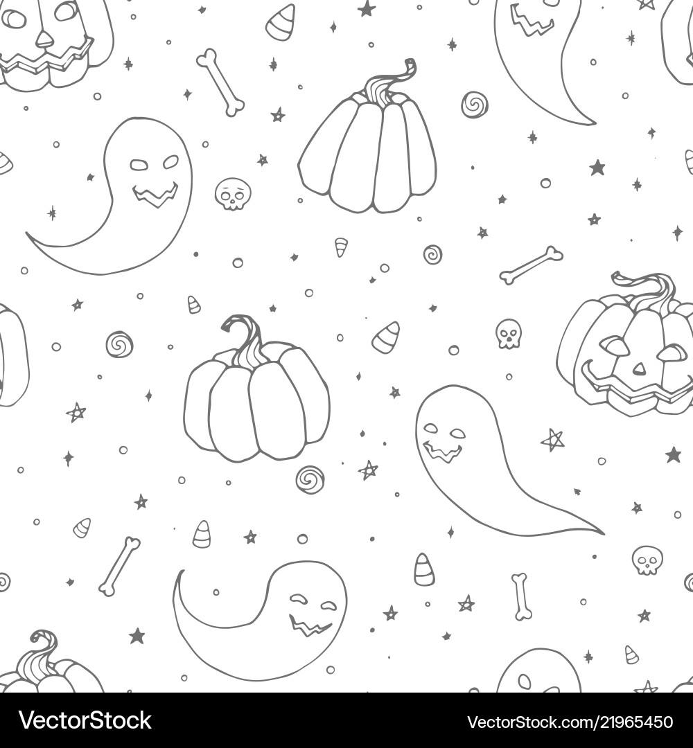 Halloween seamless pattern with pumpkins ghosts Halloween seamless pattern with pumpkins ghosts vector image