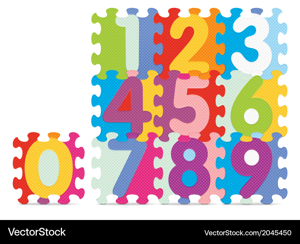 Numbers written with alphabet puzzle vector image