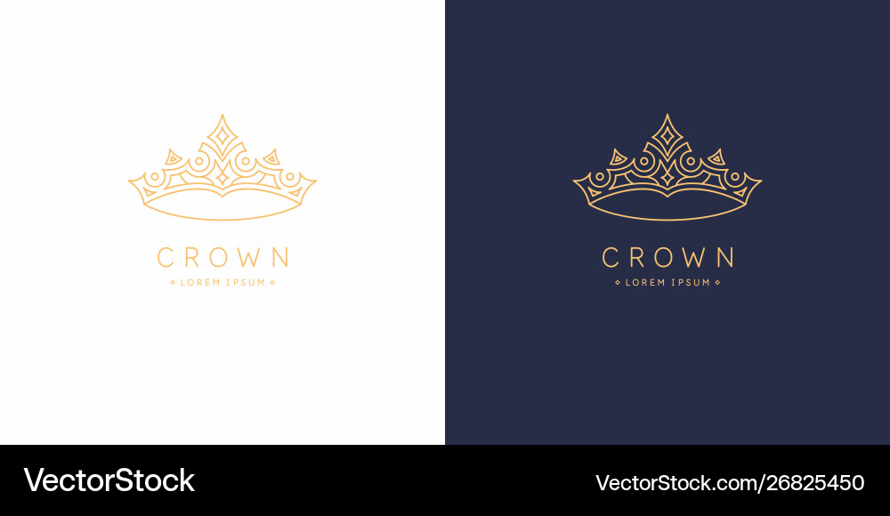 Original linear image crown isolated Royalty Free Vector
