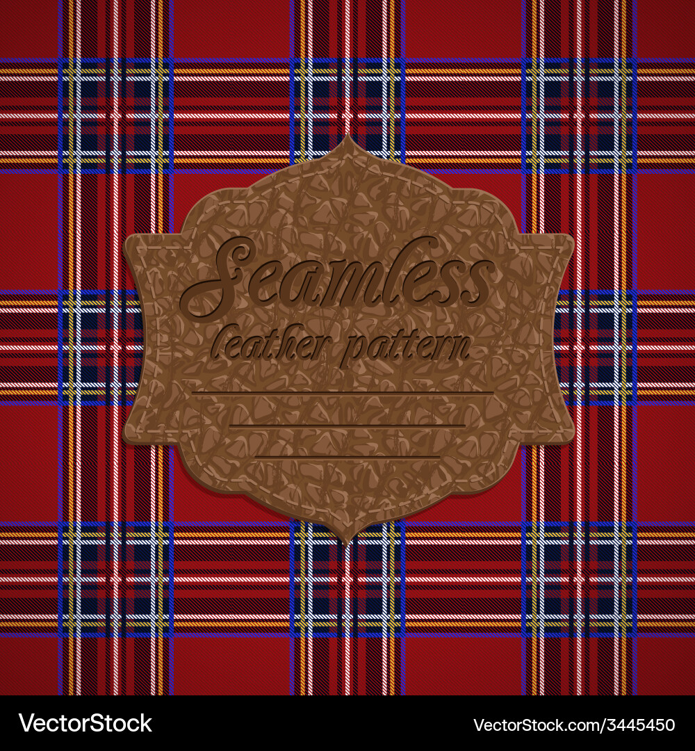 Seamless tartan pattern and label with Vector Image