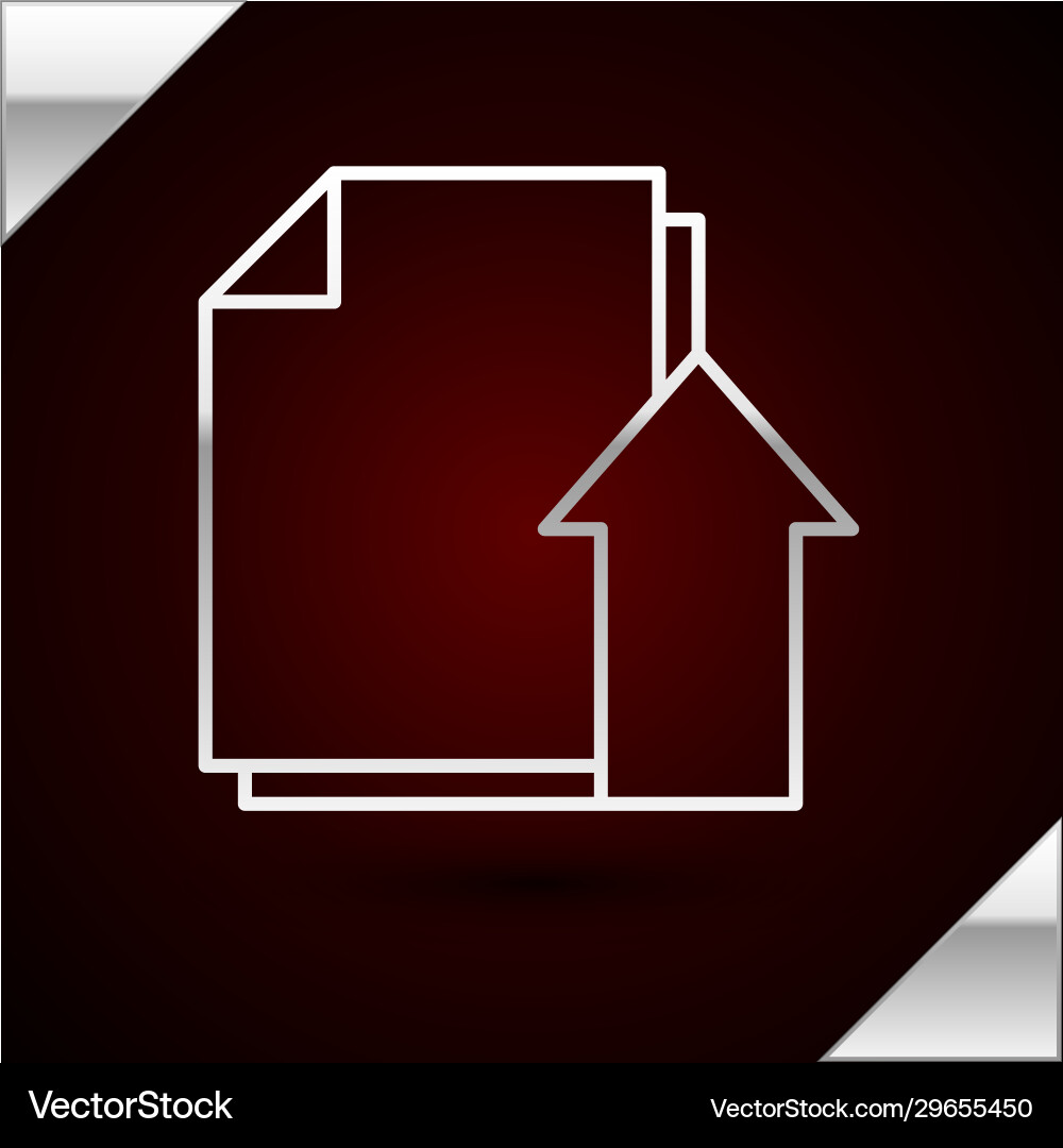 Silver line upload file document icon isolated vector image