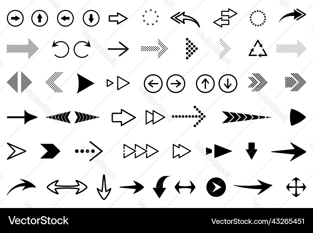 Arrow collection icon set modern simple arrows Vector Image