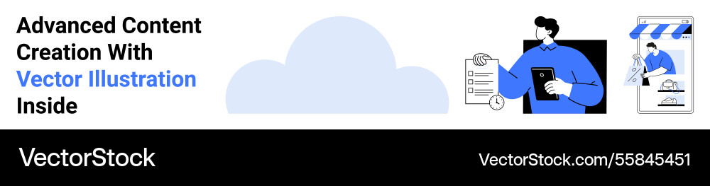 Cloud-based content management with digital Cloud-based content management with digital Vector Image