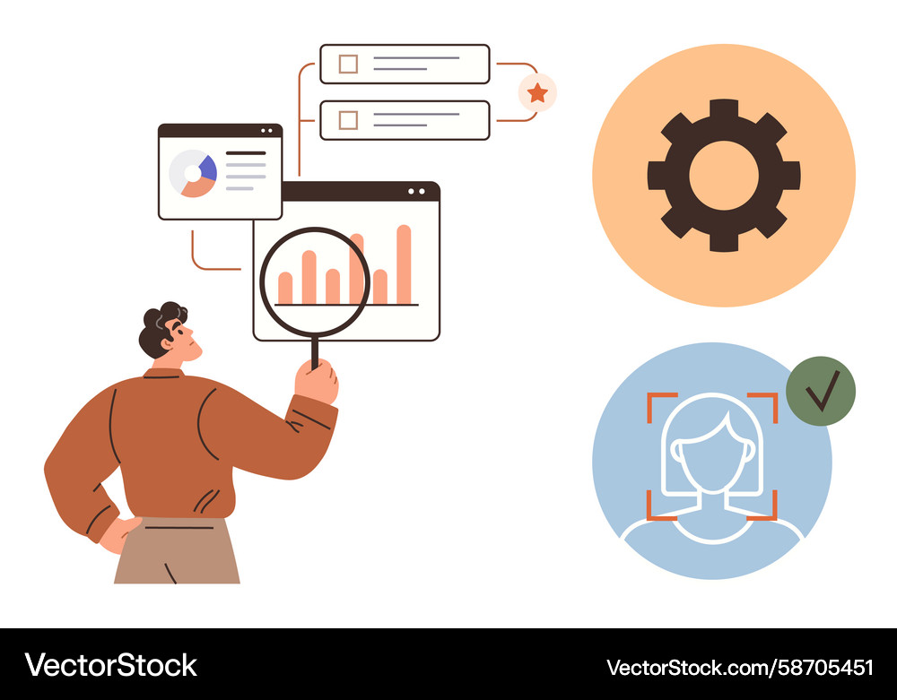 Data Analysis & Insights Dashboard Vector Image