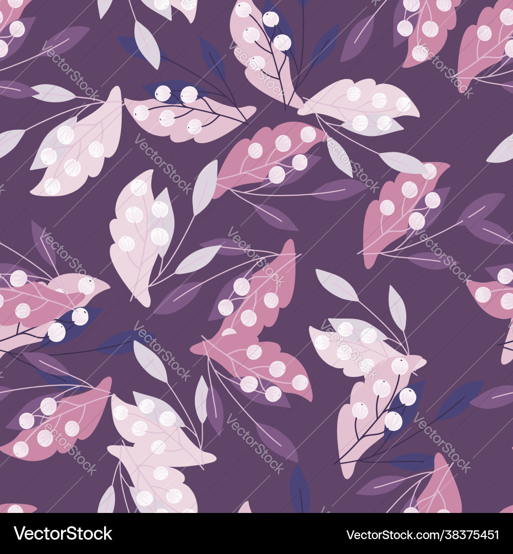 Decorative seamless pattern with random rowan Vector Image