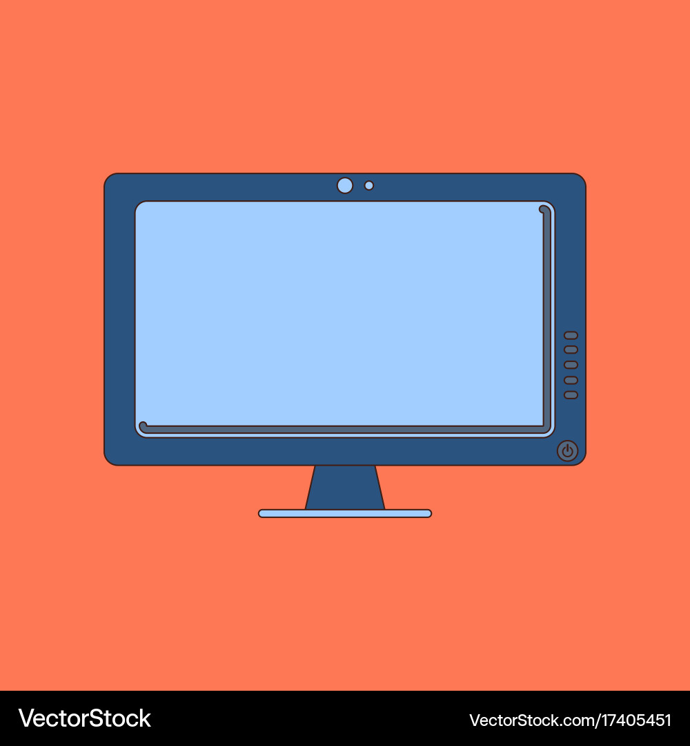 Flat icon on background computer monitor Vector Image