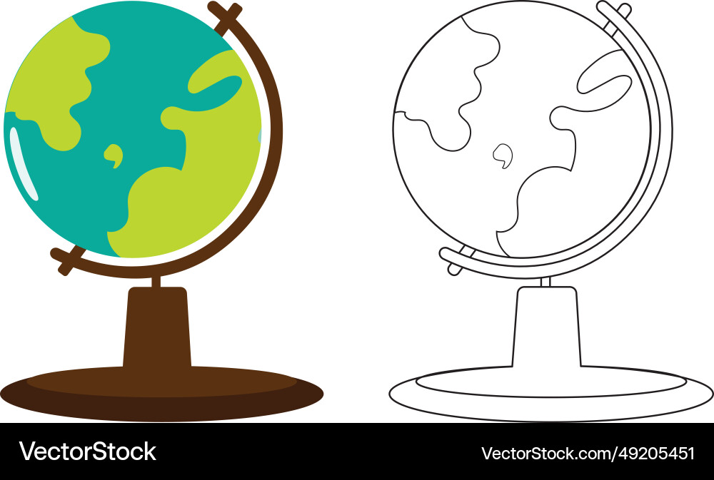 Globe outline with color image Vector Image