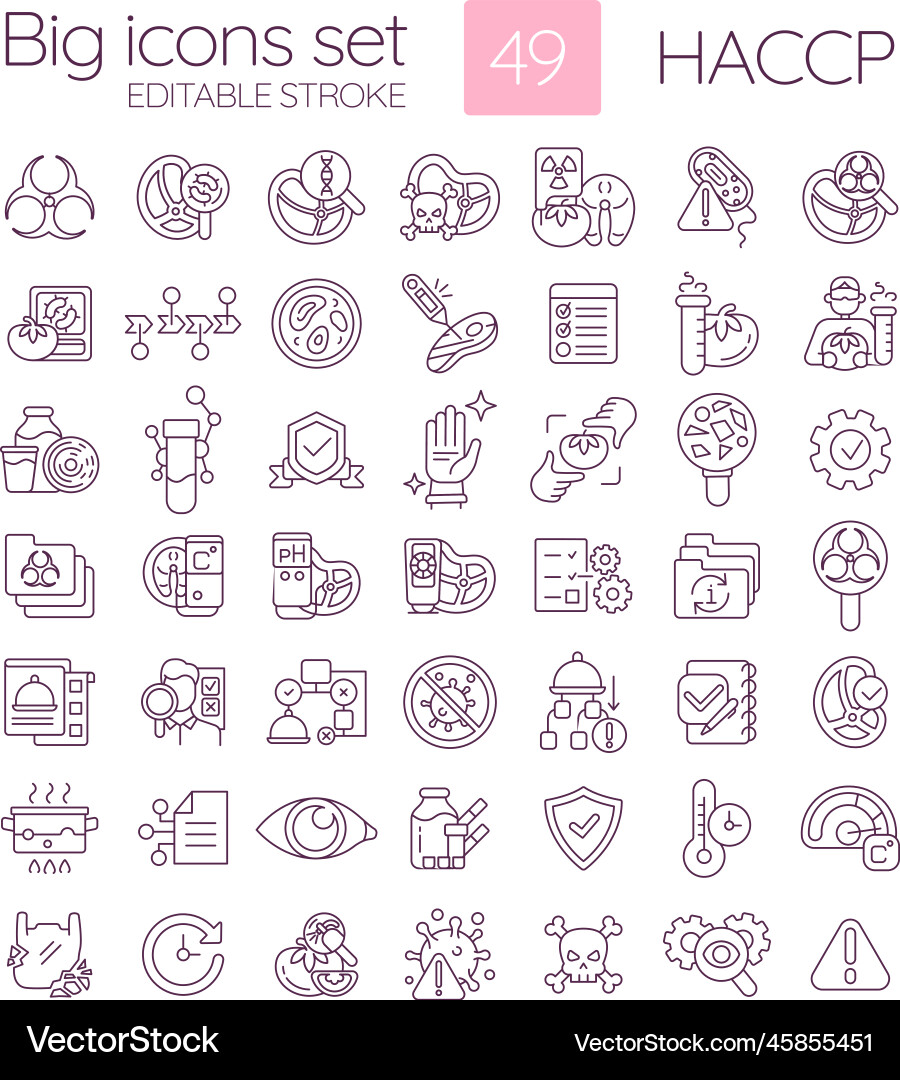 Haccp linear icons set Haccp linear icons set vector image