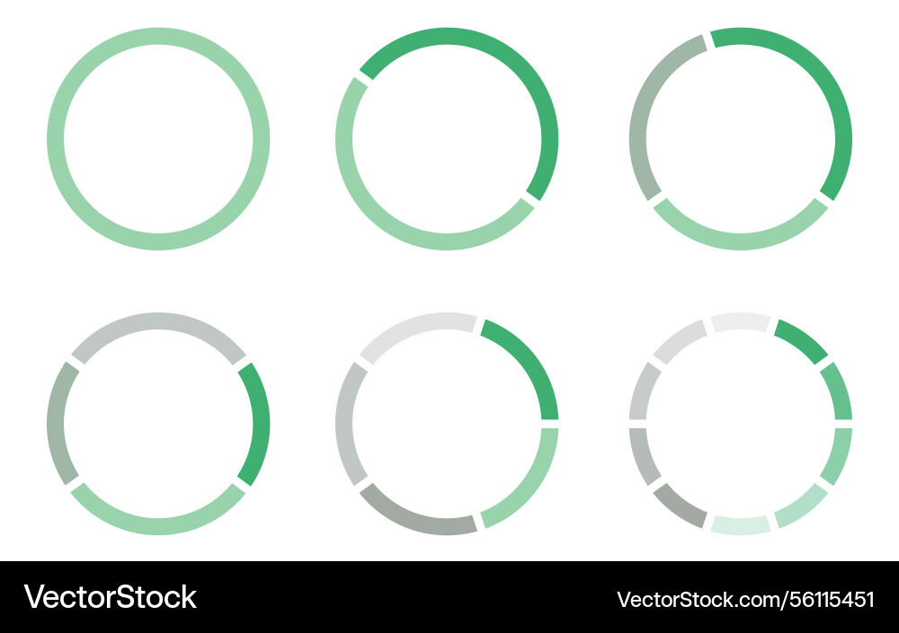 Percentage circles pie chart data visualization Vector Image