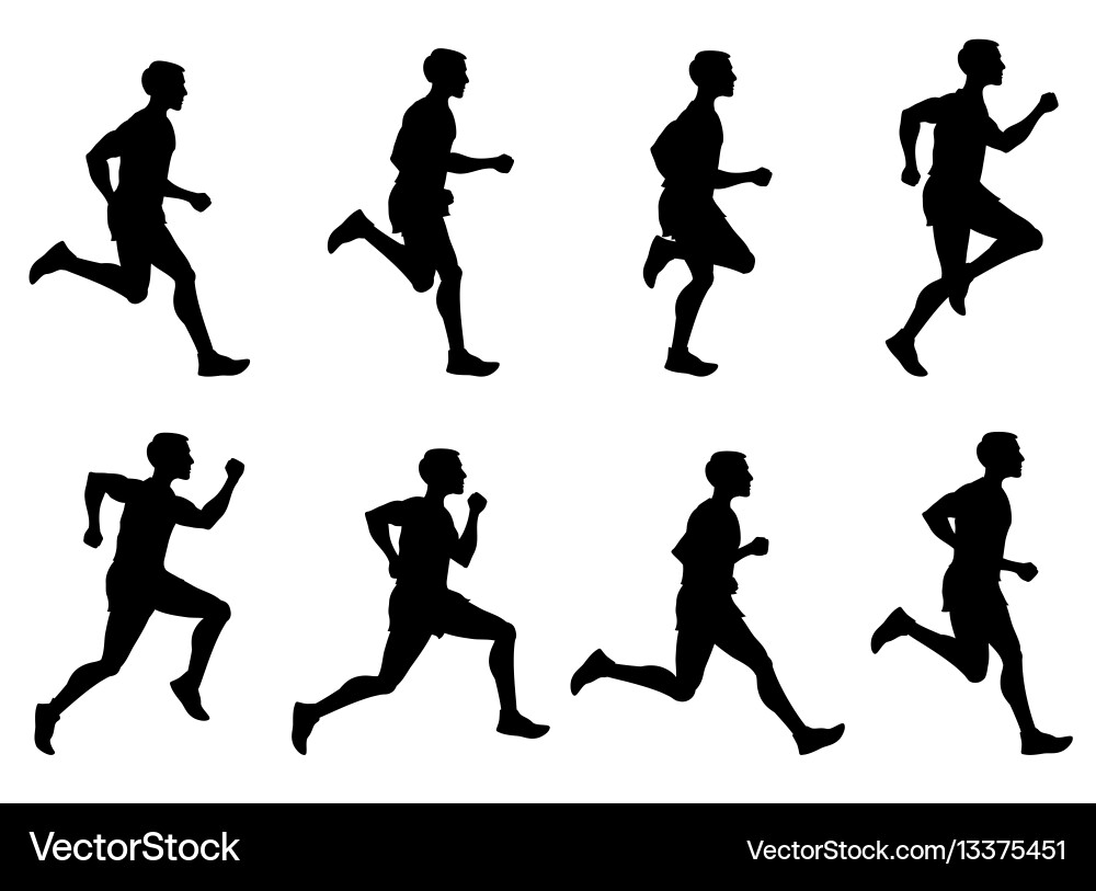 Running Man Silhouette Set vector image