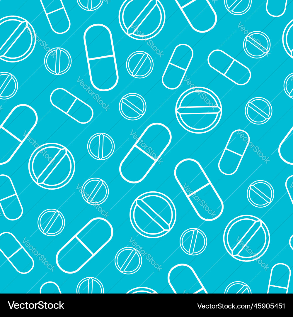 Seamless line pattern with pills and capsules Vector Image