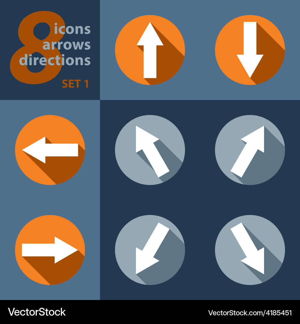 Set of eight icons with arrows in all Vector Image