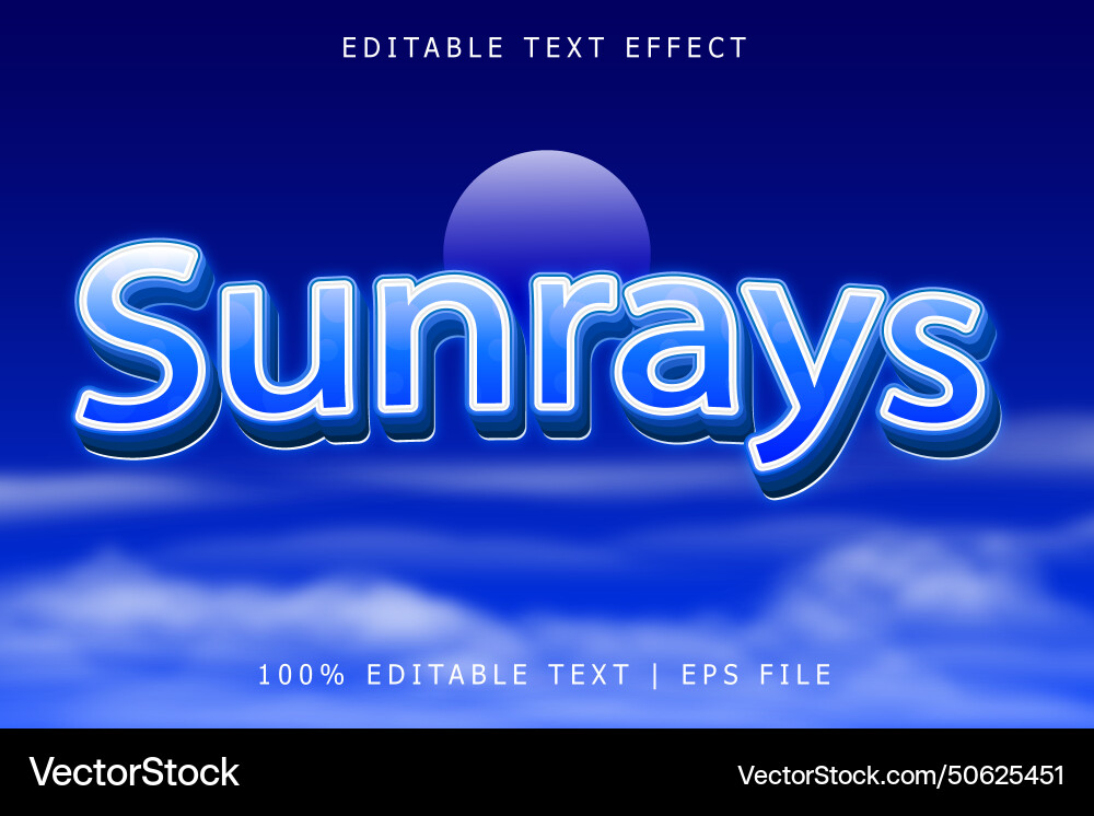 Sunrays editable text effect 3 dimension emboss Sunrays editable text effect 3 dimension emboss vector image