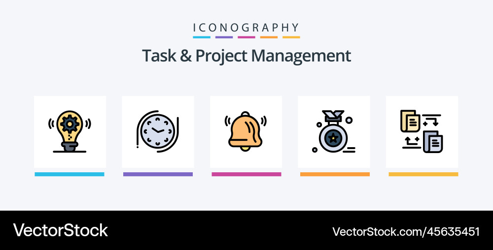 Task and project management line filled 5 icon Vector Image
