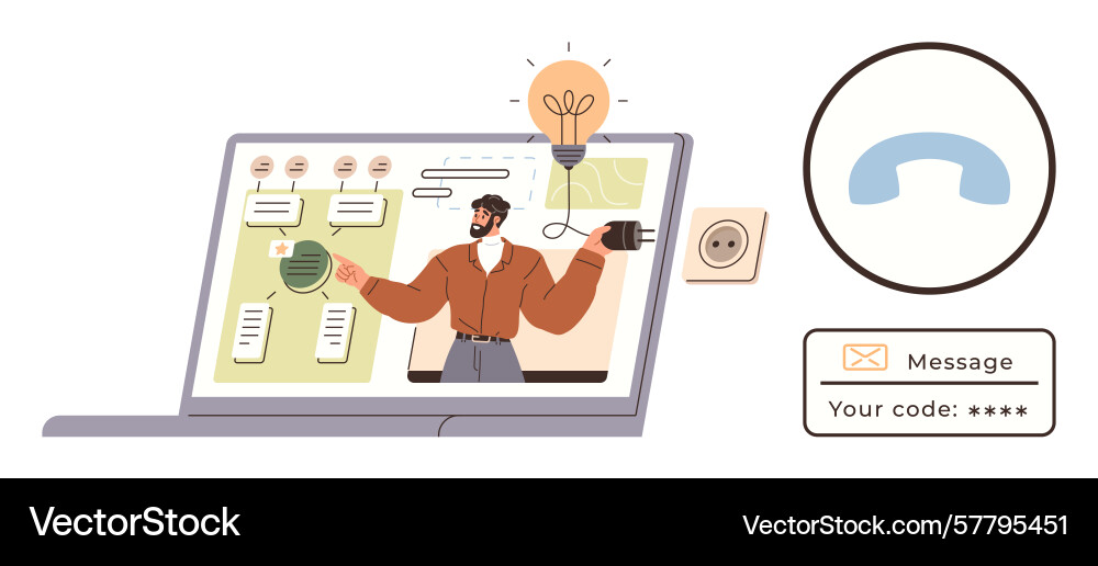 Virtual presentation with interactive elements Virtual presentation with interactive elements Vector Image