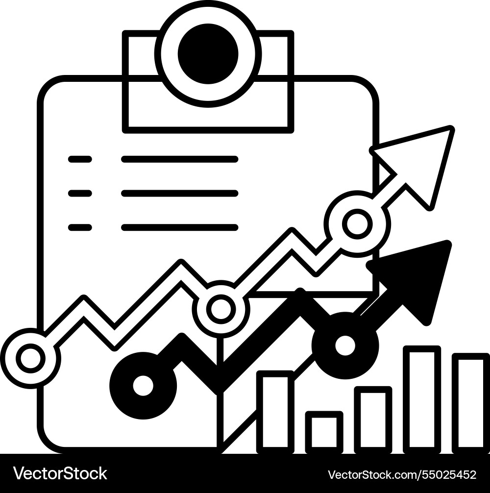 A chart with arrow pointing to the right A chart with arrow pointing to the right Vector Image