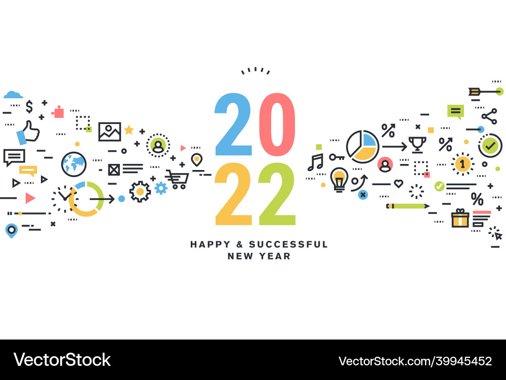 Business happy new year 2022 greeting card Business happy new year 2022 greeting card Vector Image