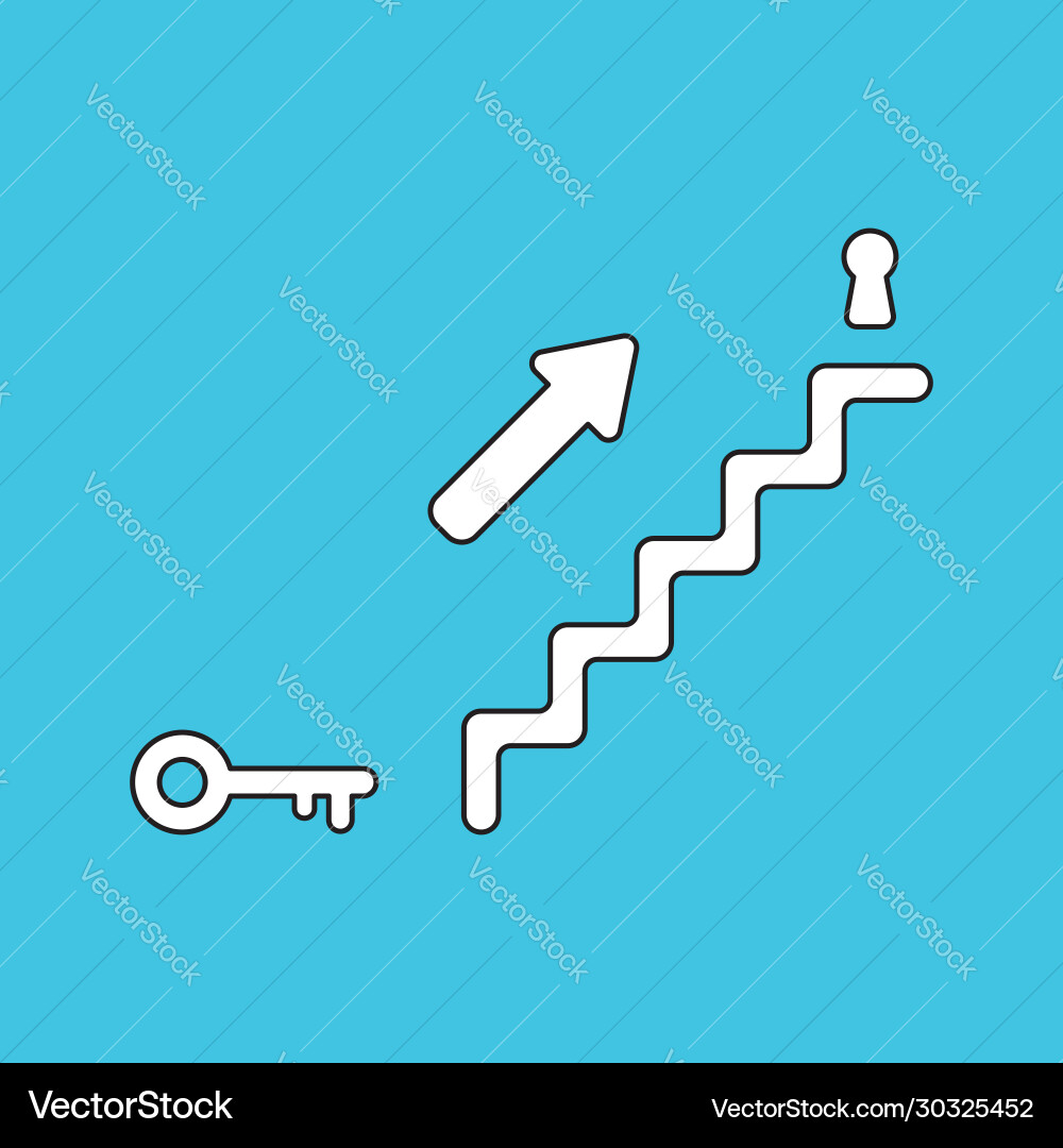 Concept stairs with key and keyhole arrow Vector Image