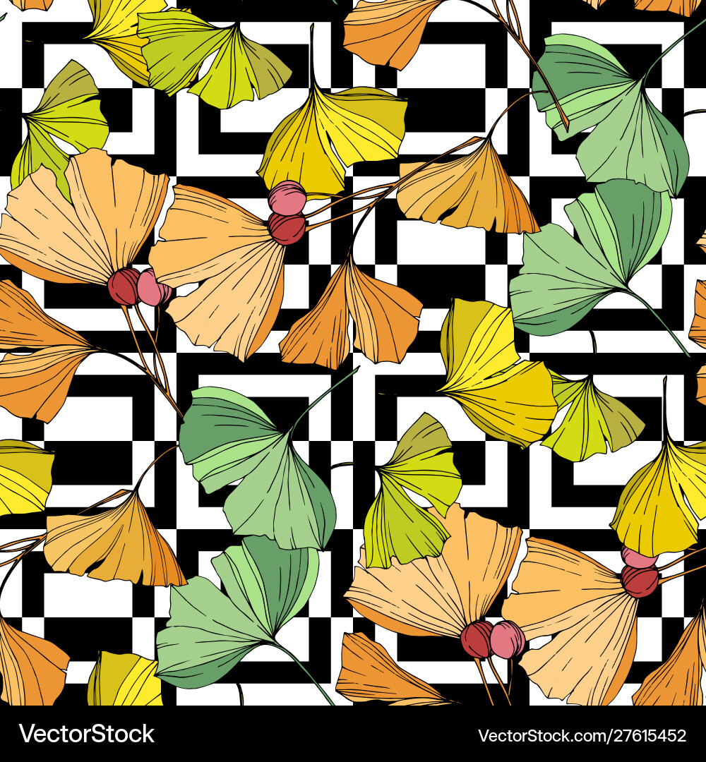 Ginkgo leaf seamless background pattern Vector Image