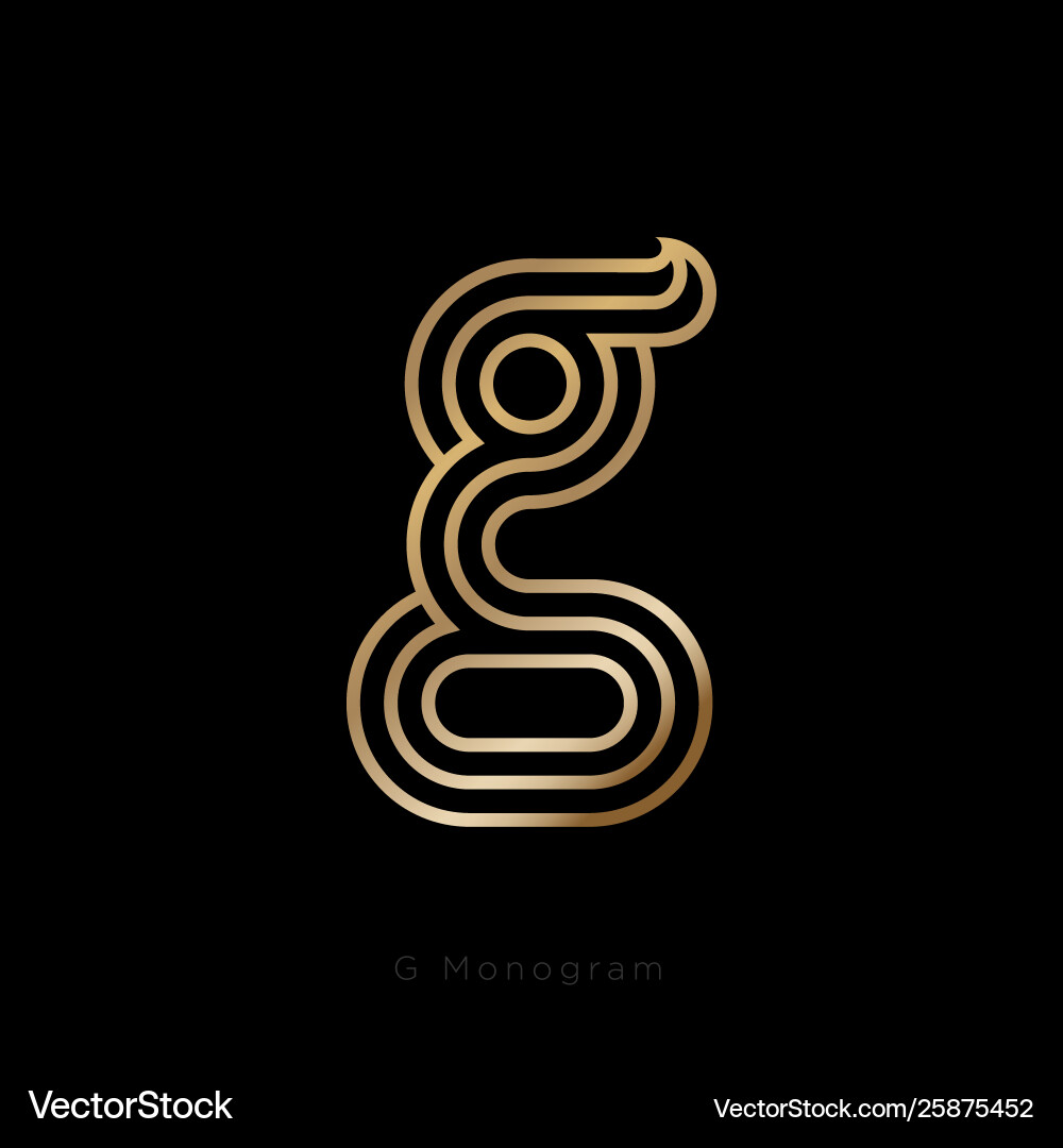 Gold g monogram thin lines web ui icon vector image