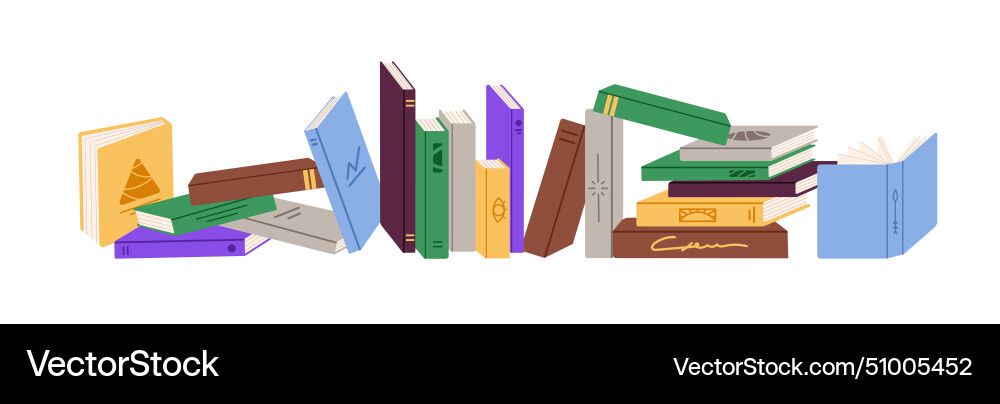 Horizontal row of paper books bookshelf Vector Image