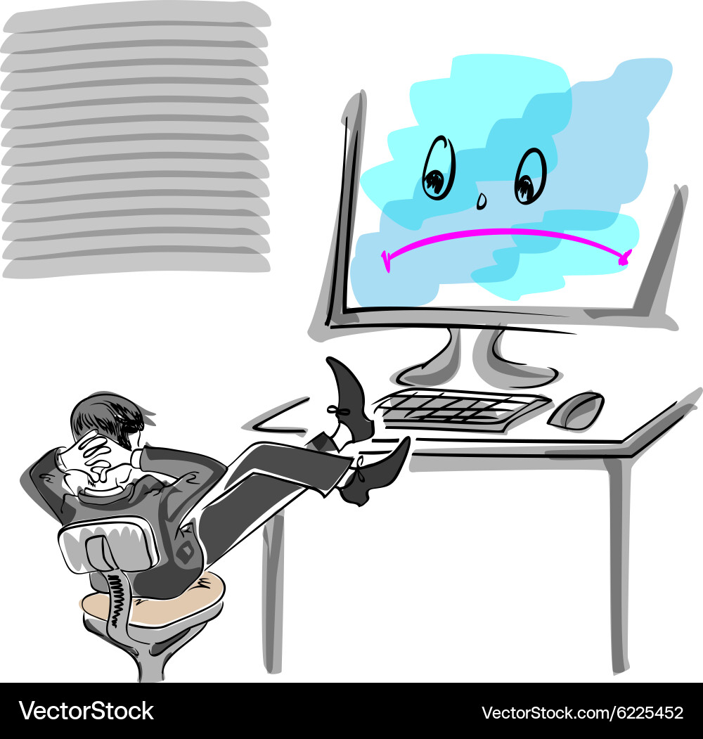 Office worker for a broken computer Vector Image