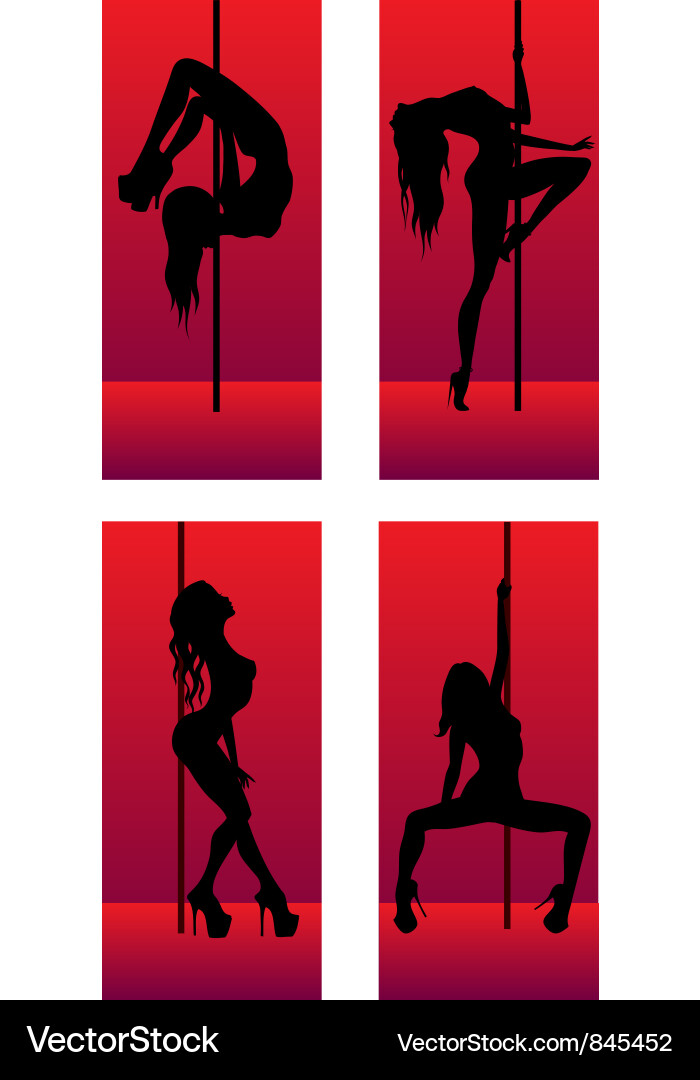 Silhouetted Dancer Pole Dance Vector Image