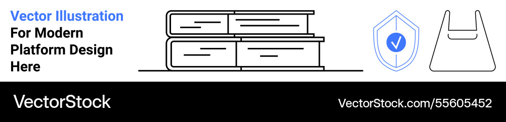 Stack of books with security shield and minimalist Stack of books with security shield and minimalist vector image