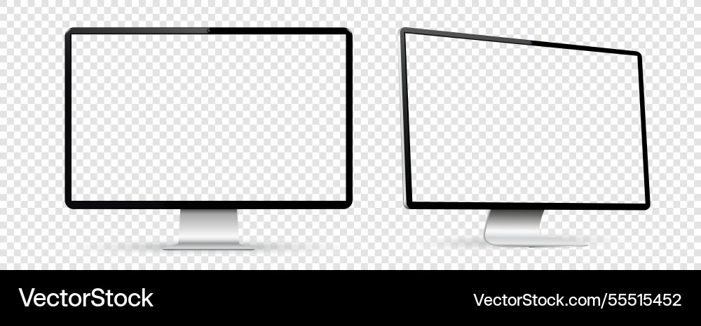 Two monitor with empty display realistic devices Two monitor with empty display realistic devices vector image