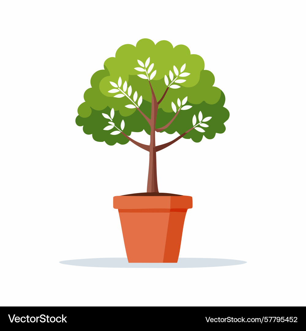 Vibrant of a potted tree with simple design Vector Image