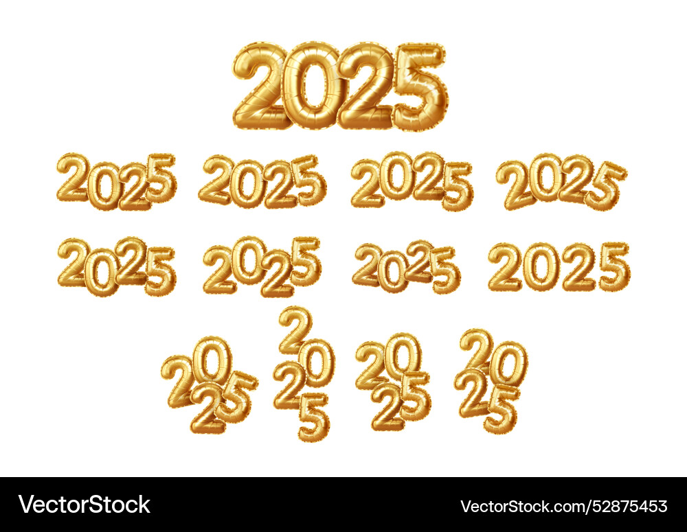 2025 new year number gold foil balloons 2025 new year number gold foil balloons vector image