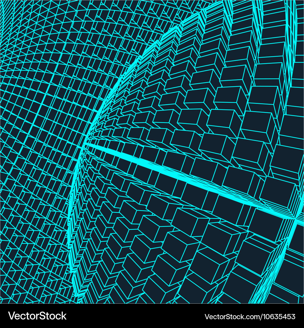 Abstract 3d illuminated distorted mesh sphere Vector Image