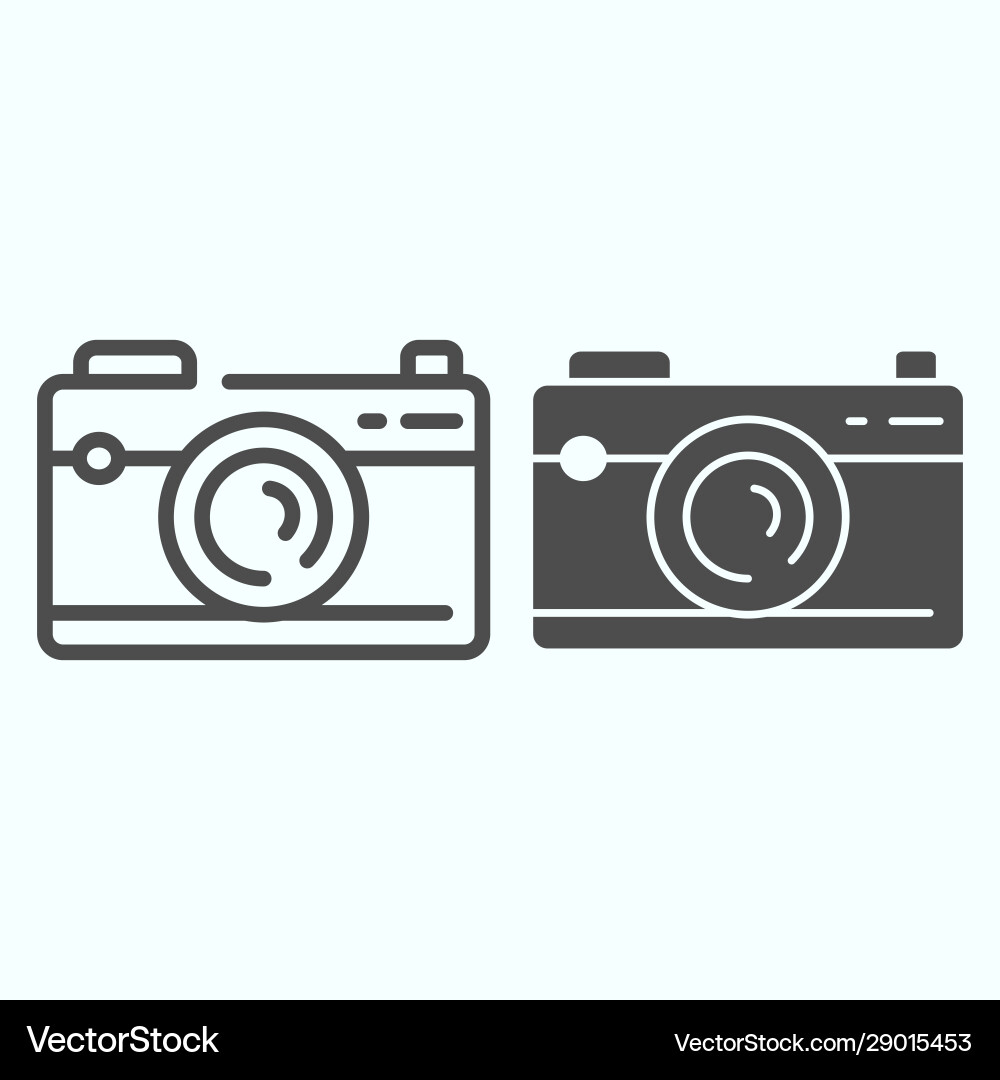 Camera line and solid icon device to record photo Camera line and solid icon device to record photo vector image