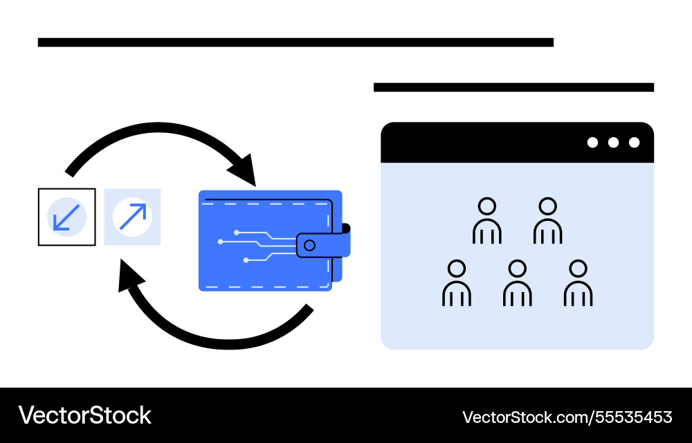 Digital wallet exchange and user interface Vector Image