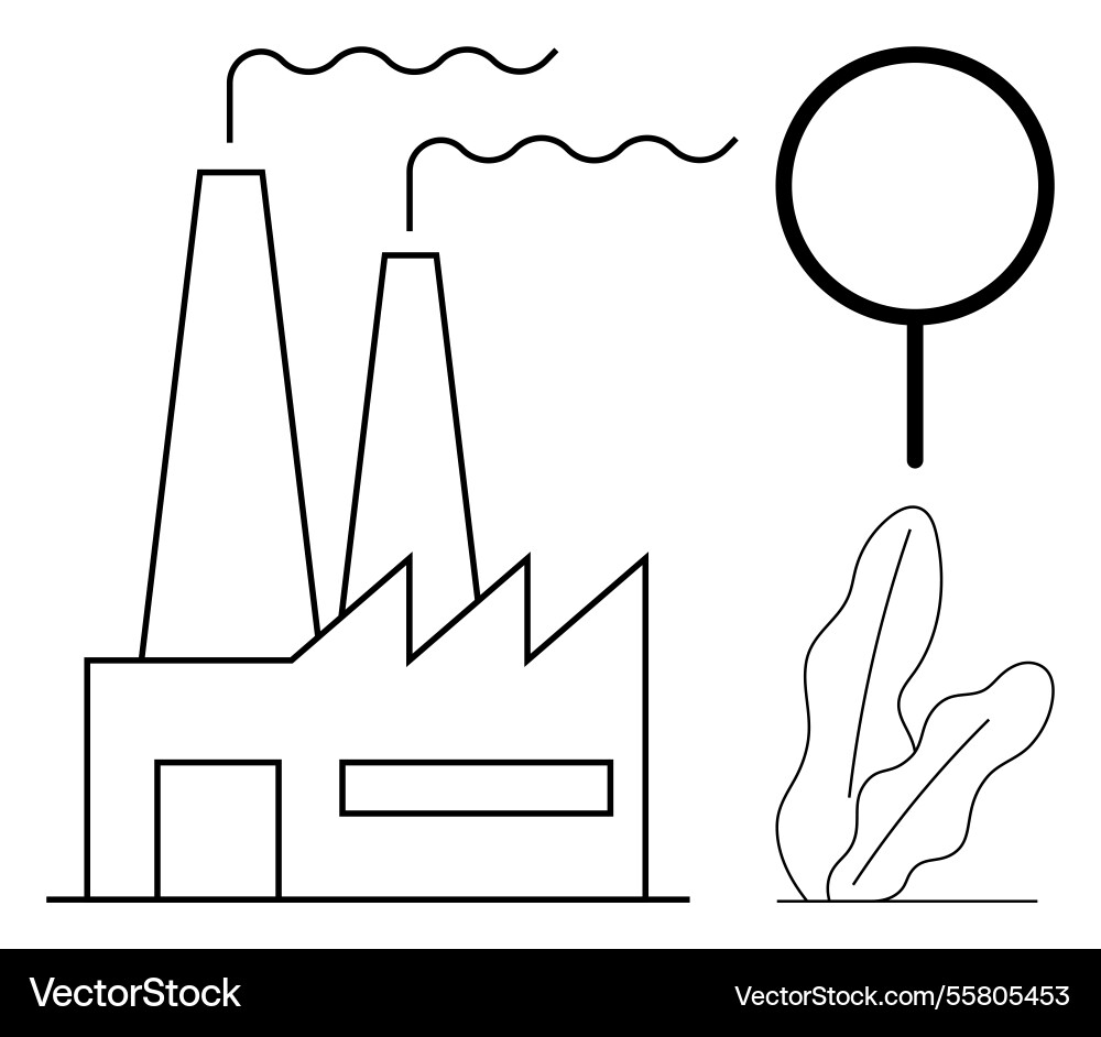 Factory building with emission stacks tree Factory building with emission stacks tree vector image