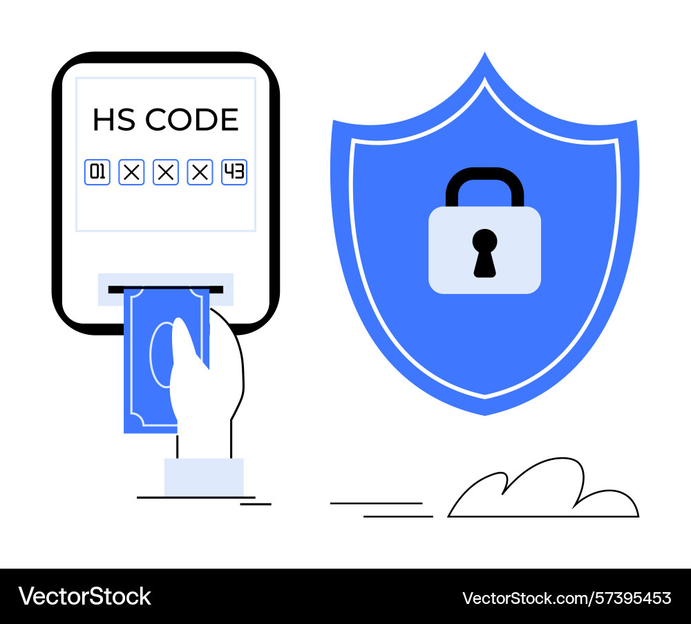 Hand entering security code with payment card next Hand entering security code with payment card next Vector Image
