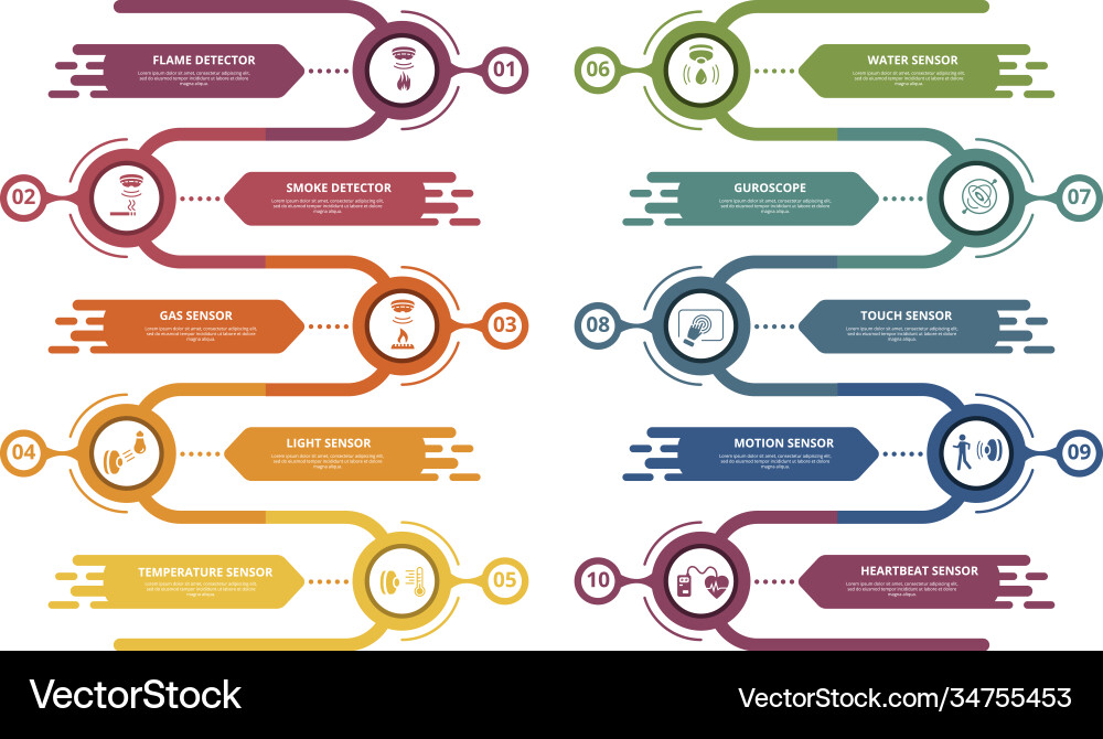 Infographic sensor template icons in different Infographic sensor template icons in different Vector Image
