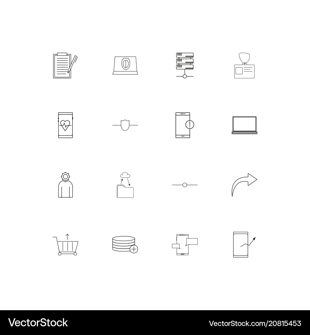 Internet technologies linear thin icons set Internet technologies linear thin icons set Vector Image