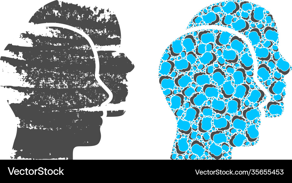 Man heads icon recursion mosaic and grunge Vector Image