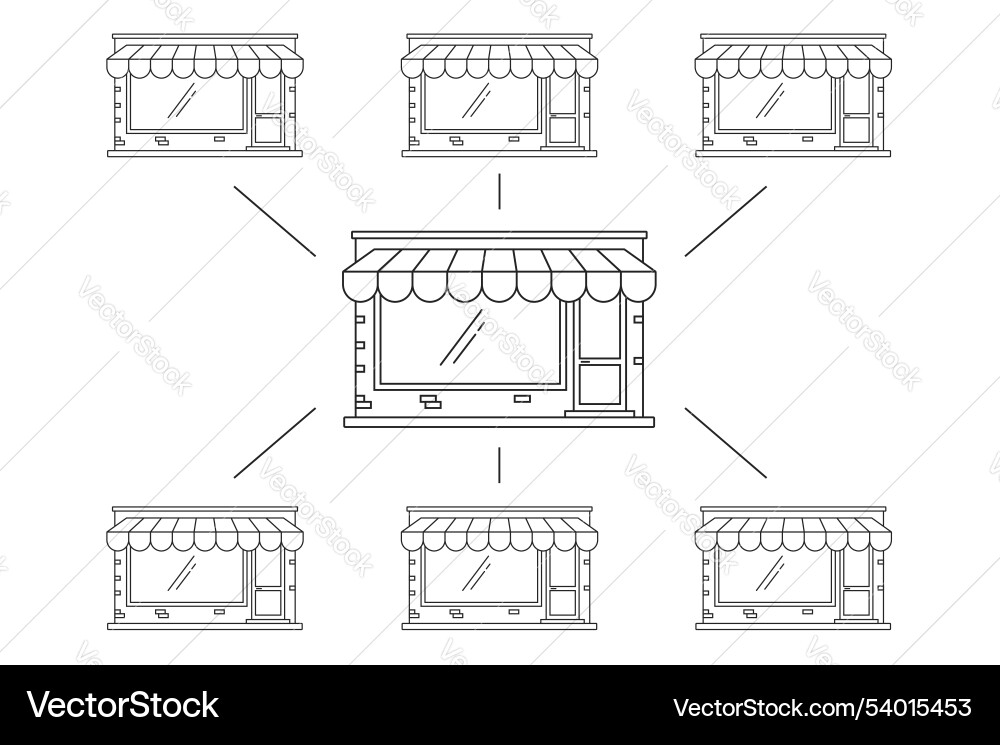Marketplace scheme model line stroke outline Vector Image