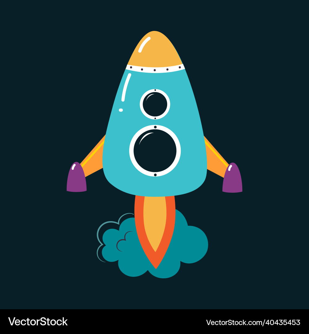 Rocket launch as space adventure for exploring vector image