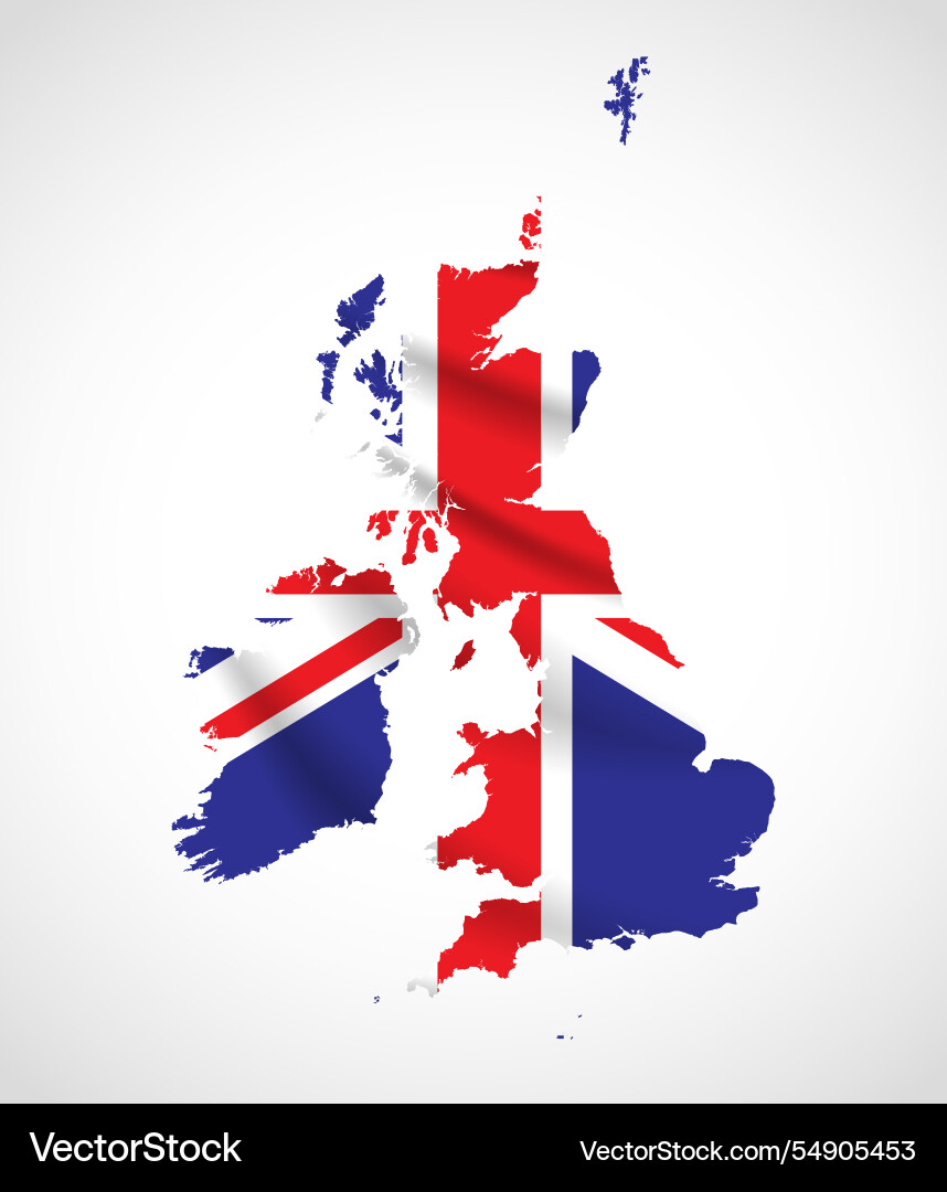 United kingdom map silhouette with national flag United kingdom map silhouette with national flag vector image