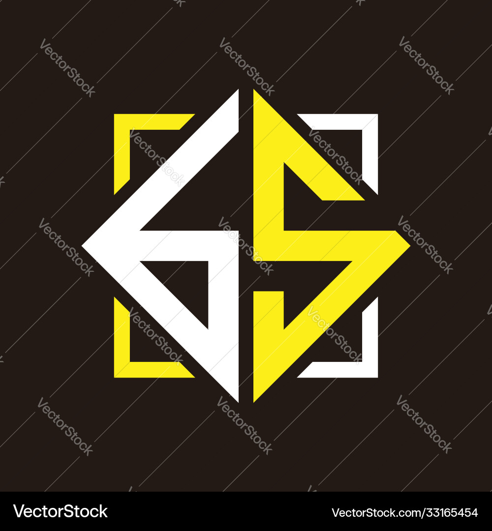 B s initial monogram quadrangle with square B s initial monogram quadrangle with square Vector Image