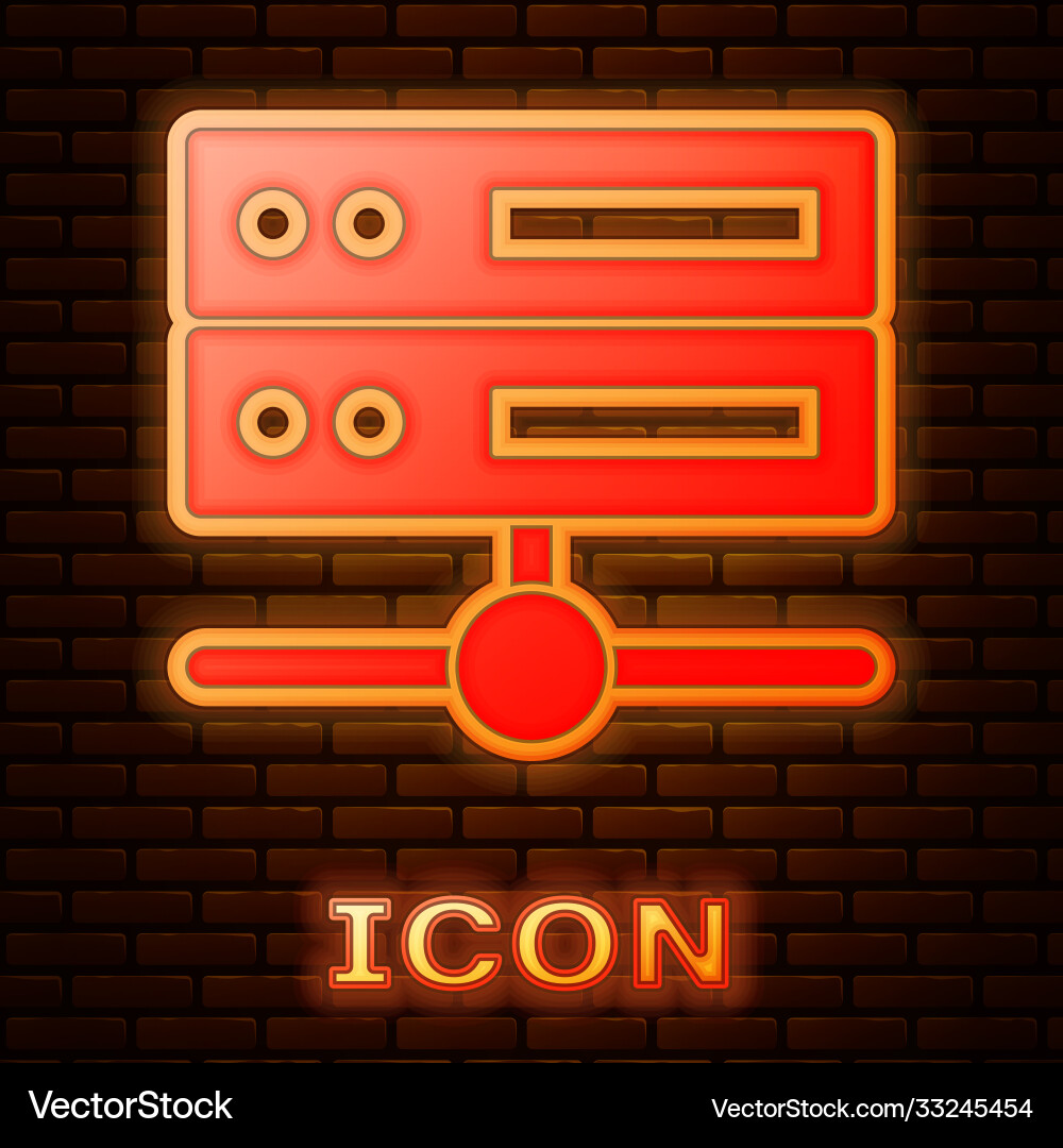 Glowing neon server data web hosting icon Glowing neon server data web hosting icon Vector Image