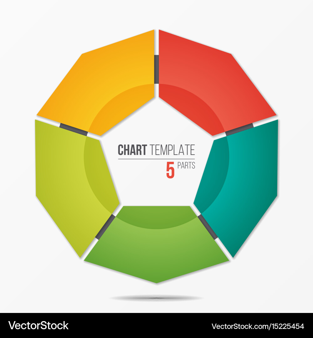 Polygonal Circle Chart - 5 Part Template vector image