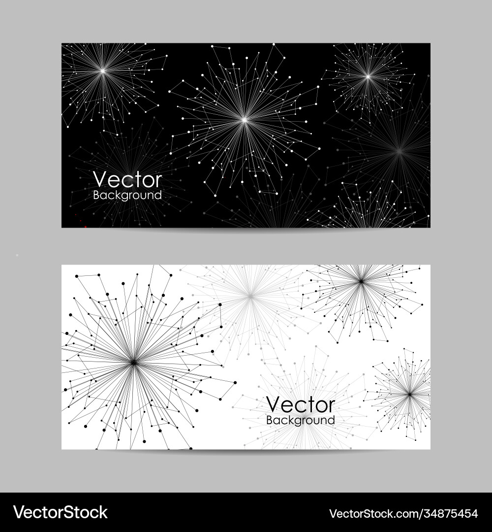 Set banners with connected lines and dots Set banners with connected lines and dots Vector Image