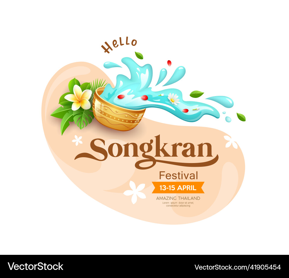 Songkran festival thailand golden water bowl vector image