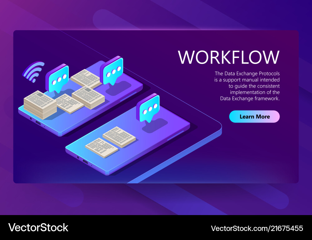 3d isometric site template with workflow 3d isometric site template with workflow vector image