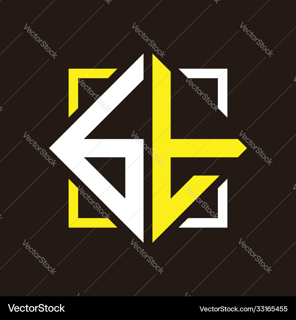 B t initial monogram quadrangle with square B t initial monogram quadrangle with square Vector Image