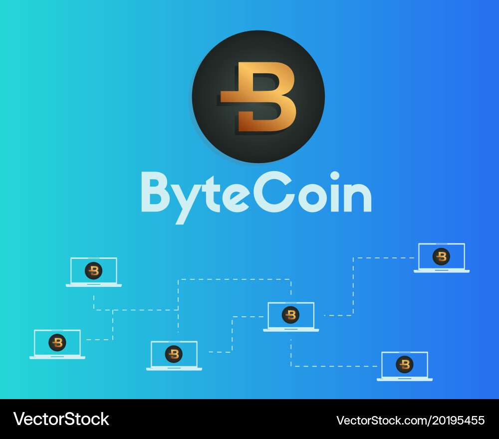 Bytecoin cryptocurrency blockchain word background Vector Image